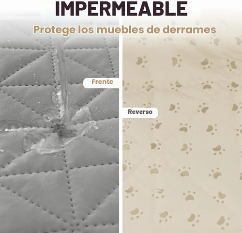 Vista 2 de Ameritex Funda de sofá impermeable para asientos, funda de sofá para perros, funda de sofá para mascotas, funda de terciopelo para silla, sofá Gris