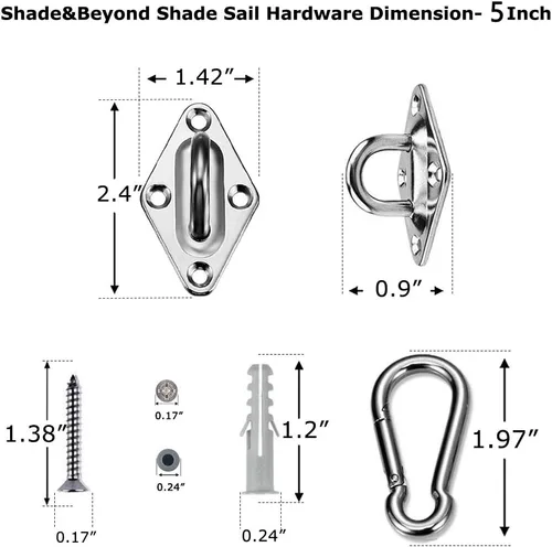 Vista 3 de Shade&Beyond Toldo de vela rectangular para patio con anillos D, 8 x 10 pulgadas, 3ª