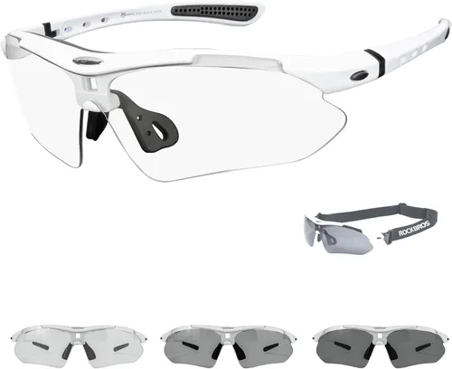 Vista 9 de ROCKBROS Gafas de sol deportivas fotocromáticas para hombres y mujeres, gafas de protección UV400 con marco de miopía para correr, ciclismo Negro