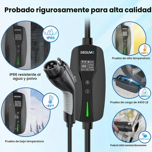 Vista 9 de SEGUMA 16A nivel 1/2 cargador EV Wi-Fi/App ETL certificado para J1772 BEV