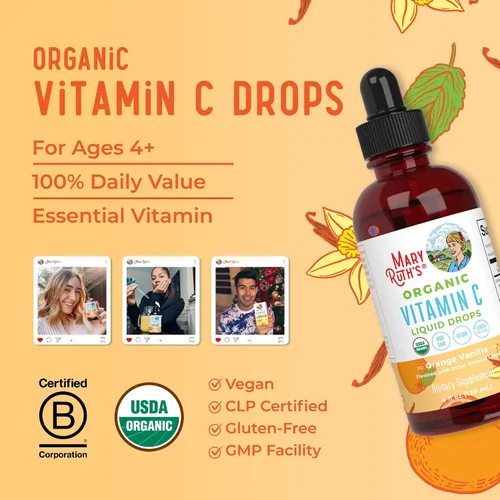 Vista 8 de MaryRuth Organics Suplemento orgánico de vitamina C Gotas líquidas de vitamina C para adultos y niños Suplemento de apoyo inmunológico
