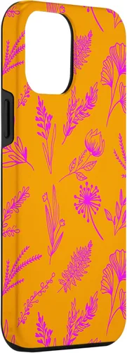 Vista 3 de Funda bohemia para iPhone 12 Pro Max con diseño de flores silvestres color rosa intenso y naranja