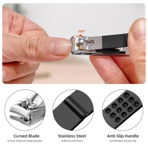 Vista 5 de Kit de manicura y pedicura profesional para hombres, kit de cuidado de uñas, kit de cuidado de uñas para hombre, cortaúñas de uñas y pies