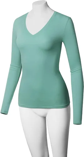 Vista 5 de STARJJ Camiseta básica de manga larga con cuello en V y cuello redondo para mujer (S-2XL)