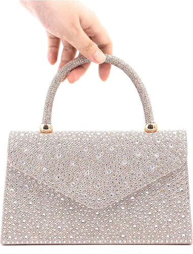 Vista 6 de Naimo Bolso de mano de cristal brillante con asa superior bolso de hombro cruzado para boda fiesta novia