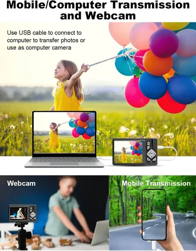 Vista 3 de Cámara digital para niños, adolescentes y principiantes – 48MP FHD 1080P, zoom digital 18X antivibración, LCD de 2.83 pulgadas + tarjeta de 32 GB