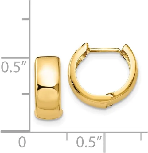 Vista 4 de Diamond2Deal 14k Gold Polished Hinged Hoop Earrings (Len-0.47 In, Wid-0.47 In)