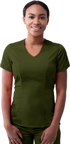 Vista 16 de Adar Pro Scrubs para mujer - Moderno cuello en V Manzana