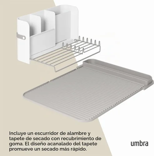 Vista 5 de Umbra Escurridor de platos Sling - Almacenamiento plegable que ahorra espacio, color blanco