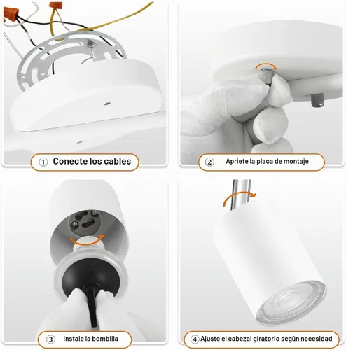 Vista 3 de BoostArea Kit de Iluminación de Riel LED de 2 Luces, Blanco Iluminación de Focos de Techo de 2 Vías, Cabezal de Luz Flexiblemente Giratorio