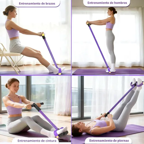 Vista 5 de Pedal Resistance Band with Handle, Upgraded 6-Tube Exercise Bands