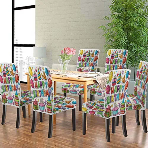 Vista 18 de CAPSCEOLL Christmas Dining Chair Covers,Snowflakes Festive Winter Pattern Stretch Chair Covers for Dining Room Set of 2 Washable Spandex Parson