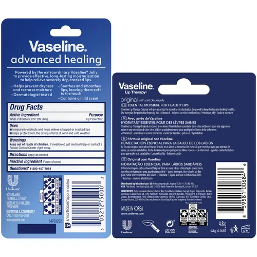 Vista 2 de Vaselina para labios con fórmula avanzada Vaseline; protector de piel, tamaño para viaje, 0,35 onza., paquete de de 12, 12 #1