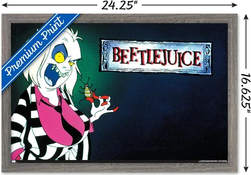 Vista 3 de Trends International Beetlejuice: Animado - Póster de pared de arte clave, 14.72 x 22.37 pulgadas, versión enmarcada de madera de granero Versión