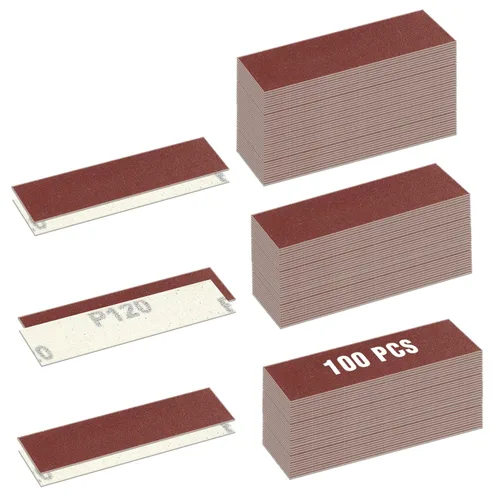 Vista 10 de Kit de 100 piezas de papel de lija de microdetalles de 3.5 x 1.2 pulgadas, tiras de papel de lija de gancho y bucle, grano 80, micro acabado
