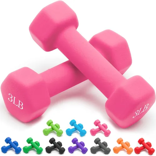 Vista 10 de Portzon Mancuernas de neopreno con agarre antideslizante para ejercicio de entrenamiento corporal total y tonificación muscular, compatible con 2
