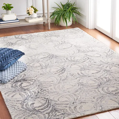 Vista 16 de SAFAVIEH Jardin Collection - Alfombra de pasillo, 2 pies 3 pulgadas x 8 pies, marfil y azul, mezcla de lana hecha a mano, ideal para zonas de alto