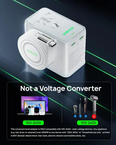 Vista 6 de Adaptador universal de viaje de enchufe europeo de carga rápida GaN de 75W
