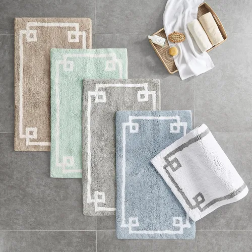 Vista 11 de Madison Park Evan Alfombra de Baño 100% Algodón con Respaldo Antideslizante - Tapete de Baño de Felpa Copetuda Lujoso, Absorbente, Secado Rápido