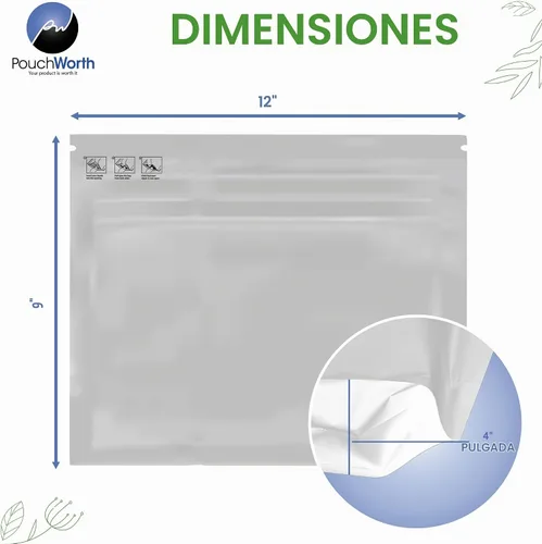 Vista 2 de ASTM-D3475 - Paquete de 50 bolsas de salida resellables de 12 x 9 x 4 pulgadas, color blanco