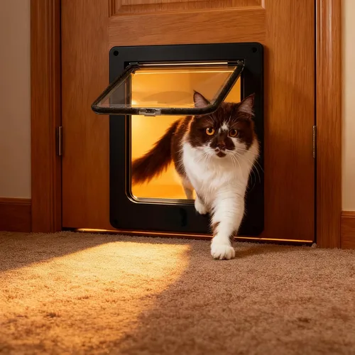 Vista 4 de Fabater Cat Door, Safety Pet Door for Pets Up to 25 Lb, 4 Way Locking Cat Flap Door for Interior Exterior Door, Window and Wall, Weatherproof & Easy