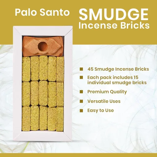 Vista 6 de Smudge - Juego de 45 ladrillos de incienso, Palo Santo, salvia blanca, sandalias Oudh para limpieza de energía negativa y protección, aromaterapia