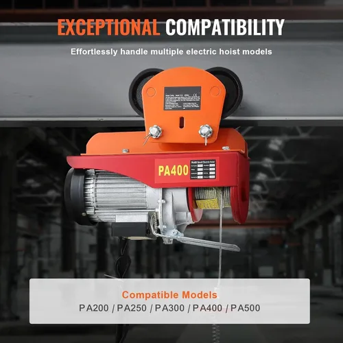Vista 3 de Electric Hoist Manual Trolley, 1100 lbs Capacity, Dual Wheel Push Beam Trolley for PA200 PA250 PA300 PA400 PA500, Heavy Duty Engine Hoist (1 Ton)