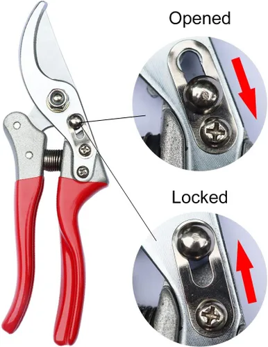 Vista 3 de Garden Shears - Tijeras de podar de mano profesionales, tijeras de podar de derivación resistentes (rojo)