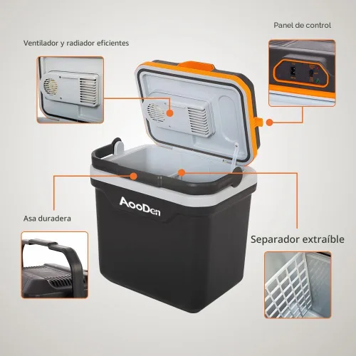 Vista 5 de Enfriador y calentador eléctrico para automóvil, capacidad de 24,7 litros, enfriador termoeléctrico sin hielo para viajes, camping, vehículos
