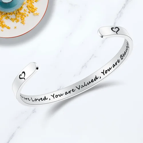 Vista 2 de TONY & SANDY - Brazaletes motivacionales para mujeres, adolescentes o niñas, regalos de cumpleaños personalizados para mamá, hija, hermana o amigas