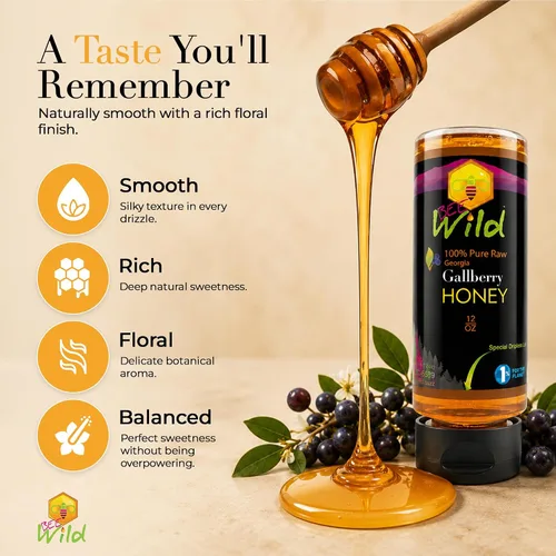 Vista 6 de Bee Wild 100% Pure Raw Honey - Gallberry 12 onzas