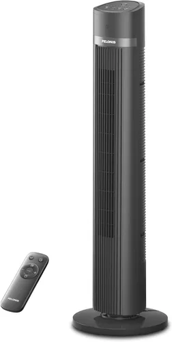 Vista 13 de PELONIS Ventilador de torre sin aspas de 40 pulgadas para dormitorio, ventilador de pie con control remoto, 26 pies/s, oscilación de 90°, 3 ajustes