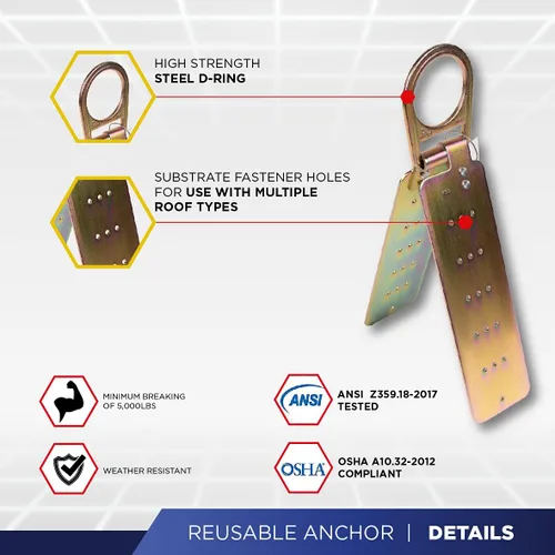 Vista 5 de ATERET V5501 - Cubo para techos I Conjunto vertical de línea de vida de 50 pies, anclaje reutilizable, cubo de 5 galones, kit de arnés de seguridad