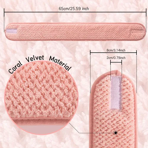Vista 2 de Whaline Paquete de 4 diademas faciales de spa, bandas ajustables para el cabello, toalla suave para lavado facial, ducha, deportes, yoga