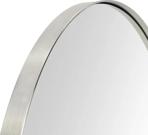 Vista 4 de TEHOME Espejo redondo de níquel cepillado plateado cepillado de 30 pulgadas para tocador de baño, entrada, cómoda o repisa de chimenea