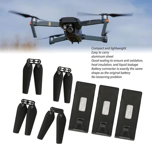Vista 3 de Batería para dron, 3 unidades, 3.7 V, 1800 mAh con 4 cuchillas de hélice, accesorios de mini hélices, batería de dron con cuchillas para E88 E88PRO