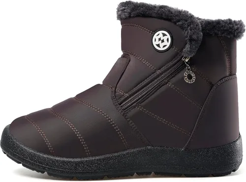 Vista 2 de Botas de nieve de invierno con forro de piel cálida para mujer, impermeables, botines al aire libre, zapatos cómodos para mujer