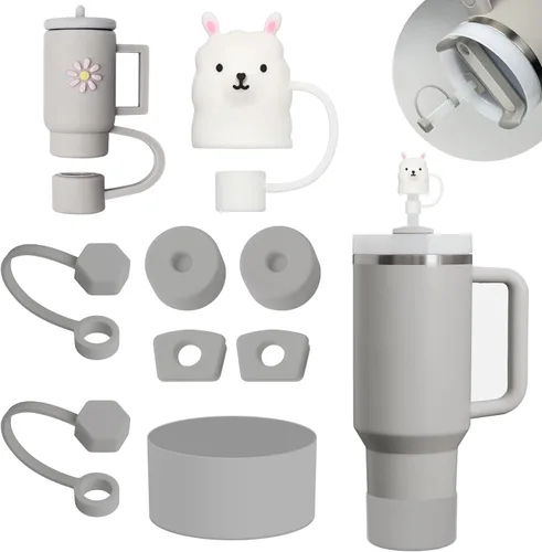 Vista 8 de Cubiertas de pajita Yo-da para pajitas de 7-8mm - 8 piezas, tapas de punta compatibles con vasos Stanley de 40 OZ 30 OZ, tapa superior de silicona