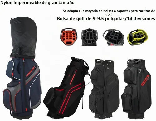 Vista 2 de Funda para bolsa de golf, cubierta de lluvia de nailon, impermeable, se adapta a la mayoría de bolsas de carrito de golf, fácil de usar, plegable