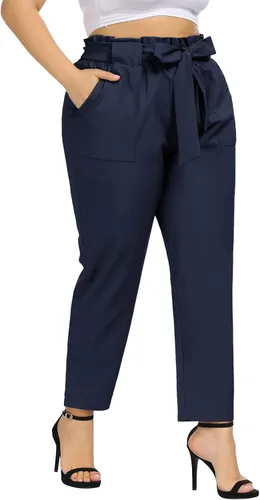 Vista 5 de Hanna Nikole Pantalones cortos de papel para mujer, talla grande, con cinturón y bolsillos