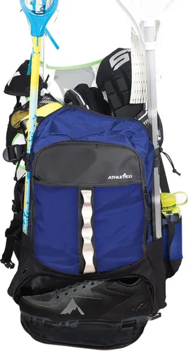 Vista 10 de Athletico Lacrosse Bag - Mochila extra grande para equipo de hockey sobre césped - Dos soportes para palos y compartimento separado para tacos