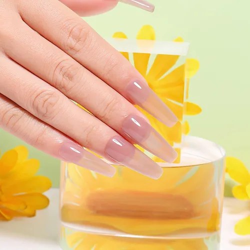 Vista 7 de AIMEILI Esmalte de uñas de gel transparente de gelatina helada para remojar UV LED sin hema, esmalte de uñas para el hogar, kit de barniz de SET4-21