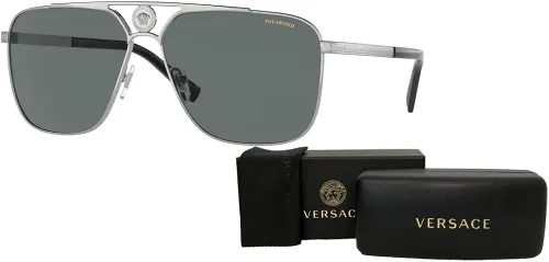 Vista 3 de Versace VE2238 Rectangle Sunglasses for Men BUNDLE With Designer iWear Complimentary Eyewear Kit