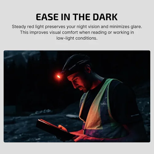 Vista 5 de OLIGHT Perun 3 - Linterna frontal recargable, 3000 lúmenes LED con luz roja, lámpara frontal impermeable con diadema para campamento al aire libre
