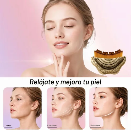 Vista 4 de Cepillo facial de drenaje linfático, masajeador Gua Sha desmontable Nuevo-2 piezas
