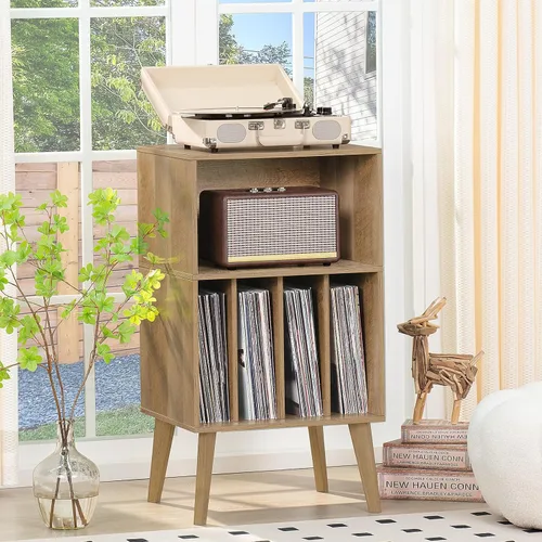Vista 19 de Lerliuo - Soporte para tocadiscos, soporte para tocadiscos negro con capacidad para hasta 160 álbumes