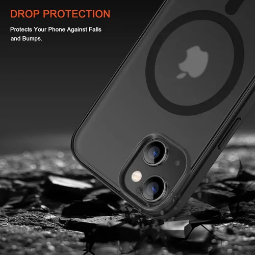 Vista 3 de TENDLIN Funda magnética compatible con iPhone 14 [compatible con MagSafe] translúcida mate parte trasera dura con parachoques de silicona suave