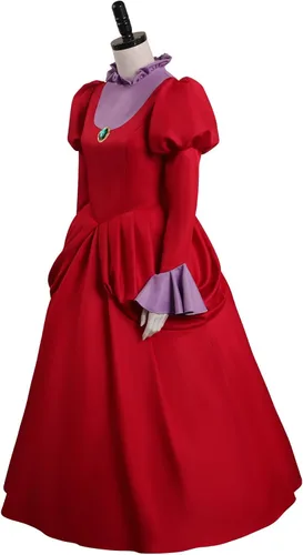 Vista 2 de Eusnady Disfraz de señora Tremaine para disfraz de madrastra malvada, disfraz de cosplay rojo para adultos, mujeres, fiesta de Halloween