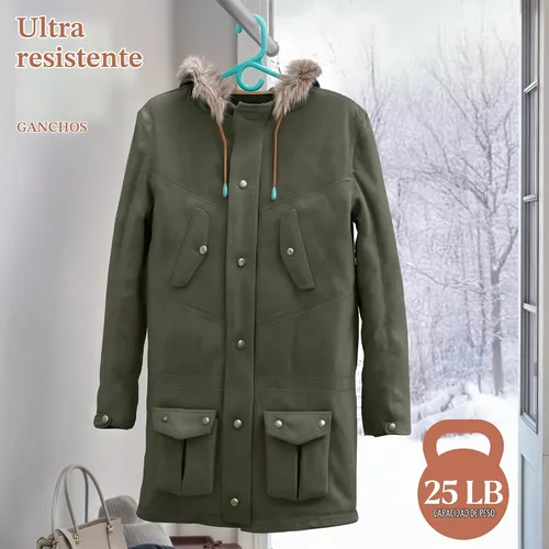 Vista 4 de NEATERIZE Perchas de ropa de plástico ultra resistentes - Aqua - Percha duradera para abrigos, trajes y ropa. Perchas De Ropa (Paquete de 12 - Aqua)