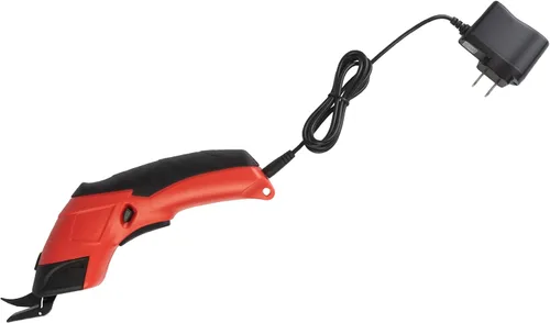 Vista 2 de Stalwart - Tijeras eléctricas inalámbricas, cortador multiusos de tela, cuero, alfombra o cartón con 2 cuchillas y batería recargable de 3.6 V (rojo)
